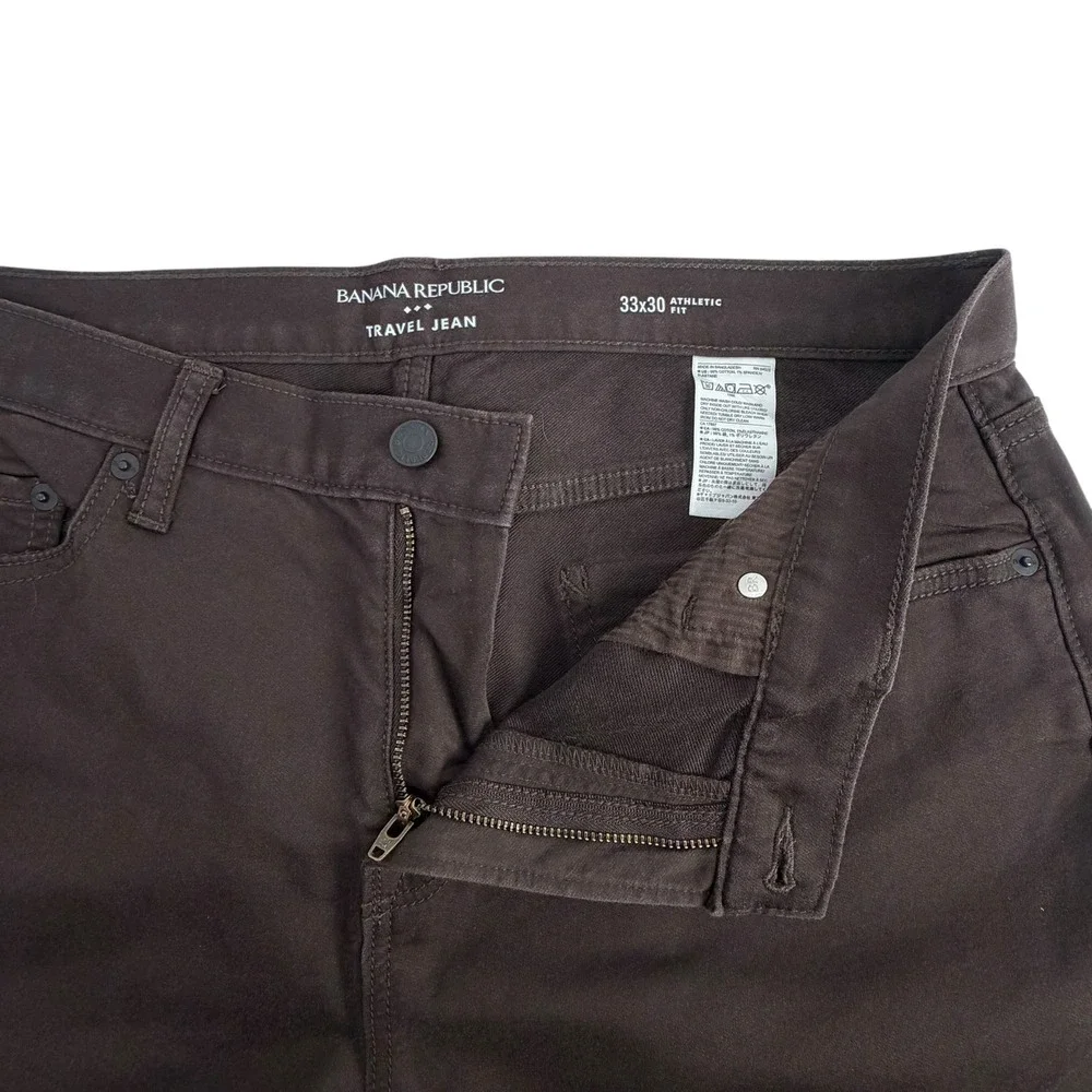 Banana Republic Travel Jean Mens 33x30 Cabin Brown Cotton Athletic Fit Pants